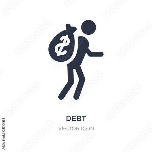 debt icon on white background. Simple element illustration from Business and analytics concept.