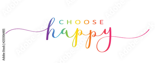 CHOOSE HAPPY brush calligraphy banner