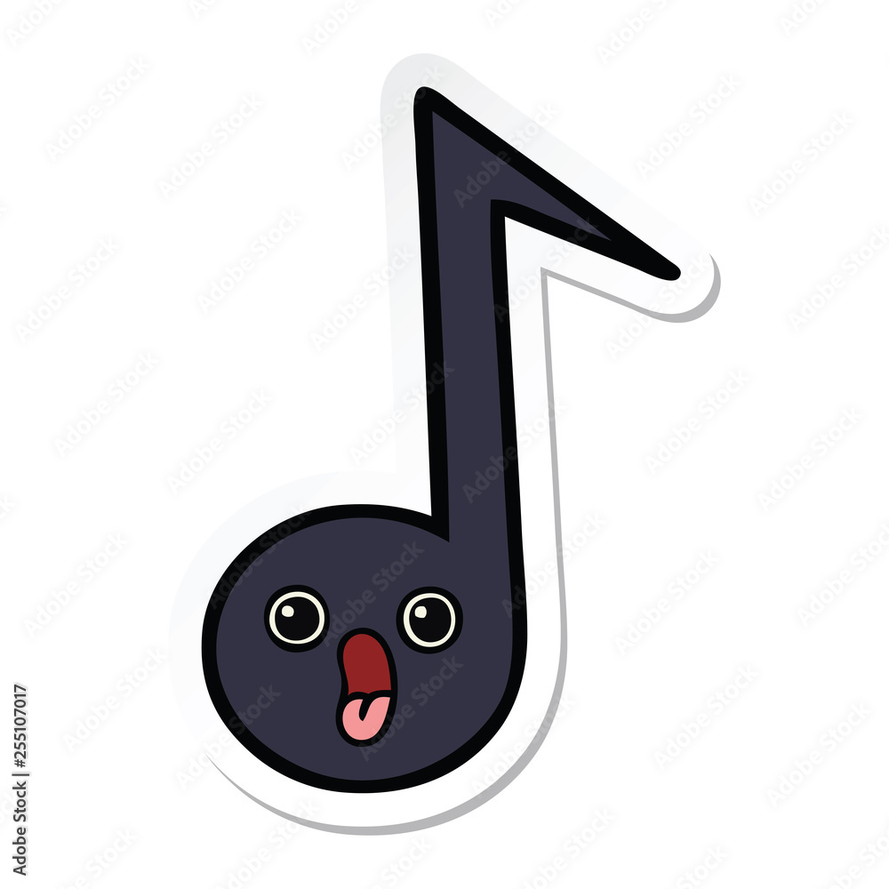 sticker of a cute cartoon musical note sticker of a cute cartoon musical note