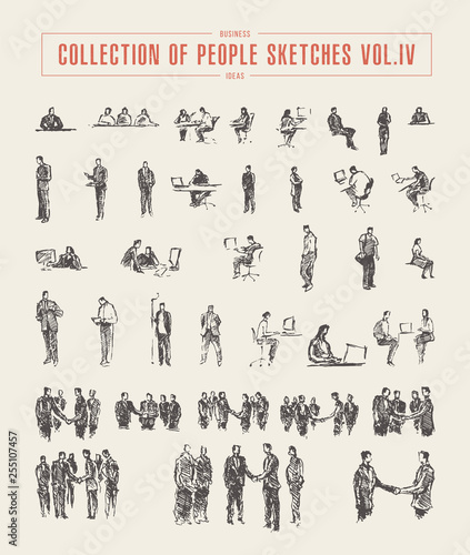 Collection of people sketches vector hand drawn