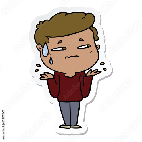 sticker of a cartoon confused man