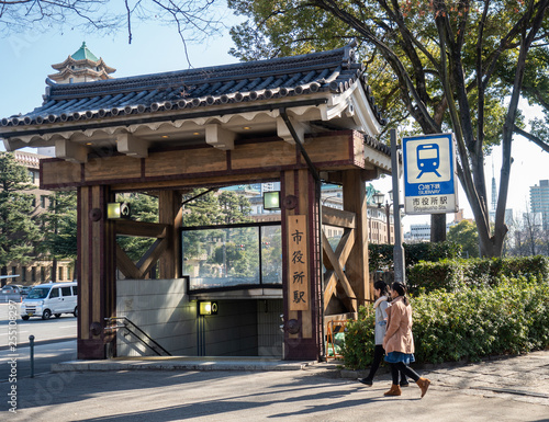 The entrance of train station  in japan