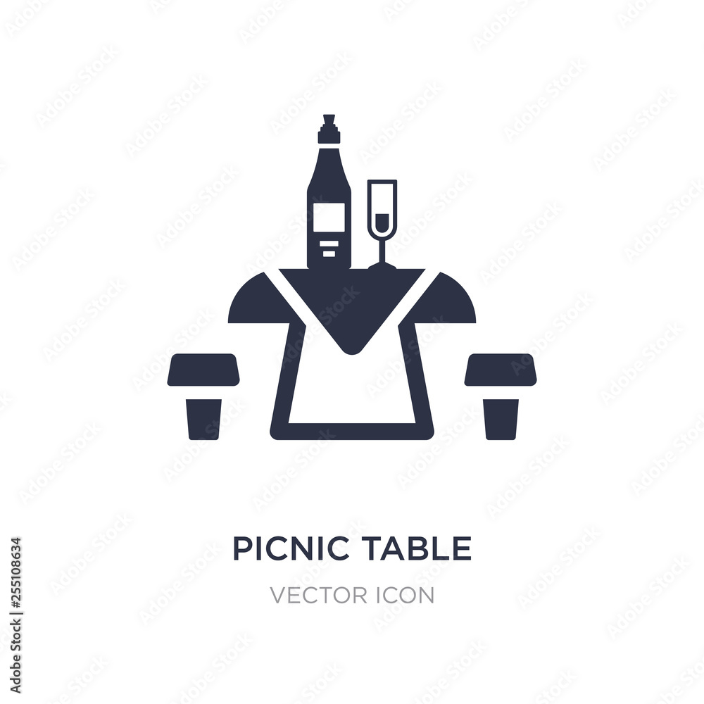 picnic table icon on white background. Simple element illustration from Drinks concept. picnic table icon on white background. Simple element illustration from Drinks concept.