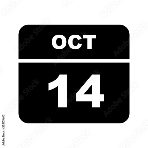 October 14th Date on a Single Day Calendar