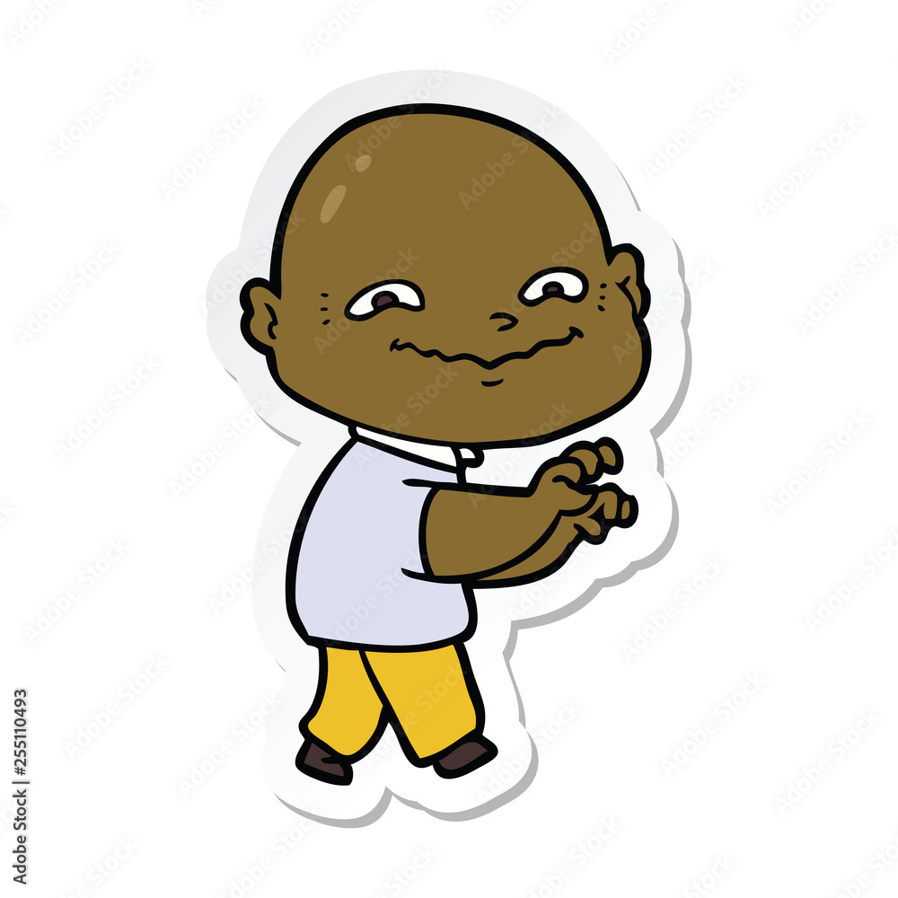 sticker of a cartoon creepy guy sticker of a cartoon creepy guy