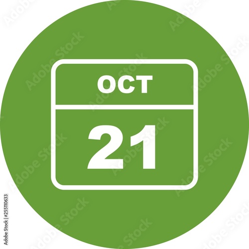 Canvastavla October 21st Date on a Single Day Calendar