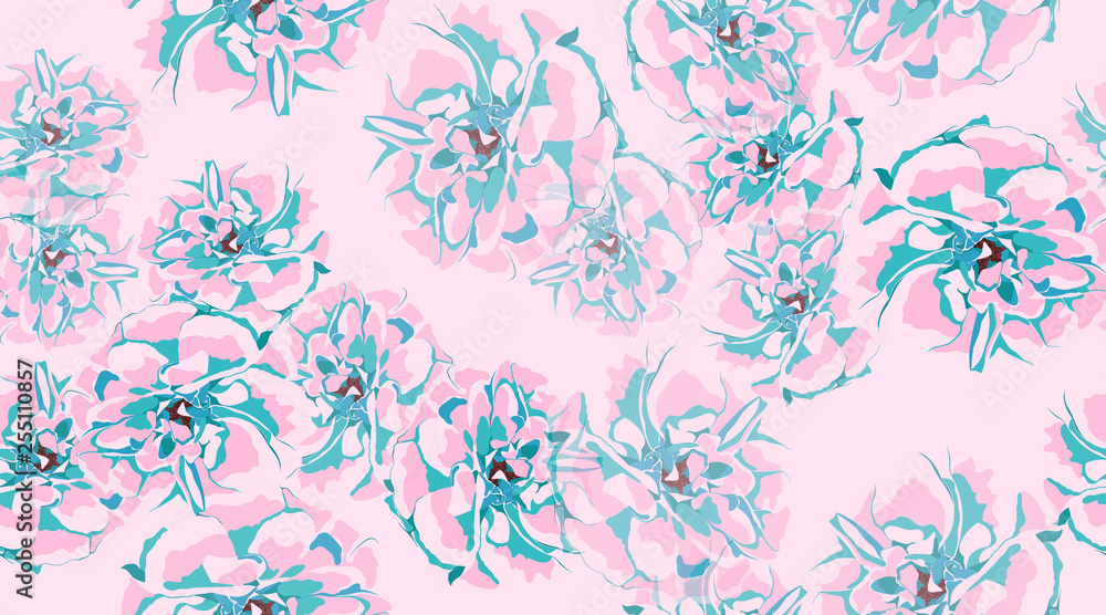 Roses, Floral Seamless Pattern. Roses, Floral Seamless Pattern.