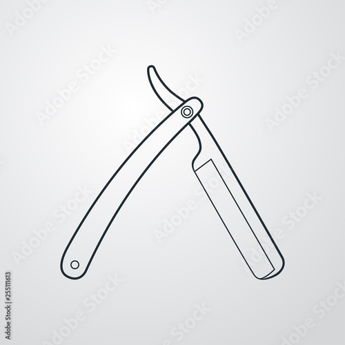 Icono plano lineal navajas afeitar en fondo gris