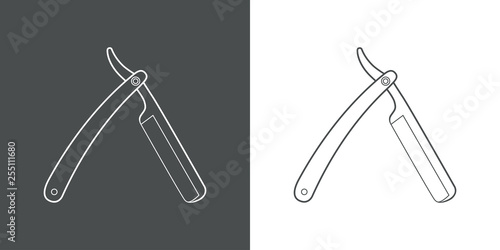Icono plano lineal navajas afeitar en gris y blanco