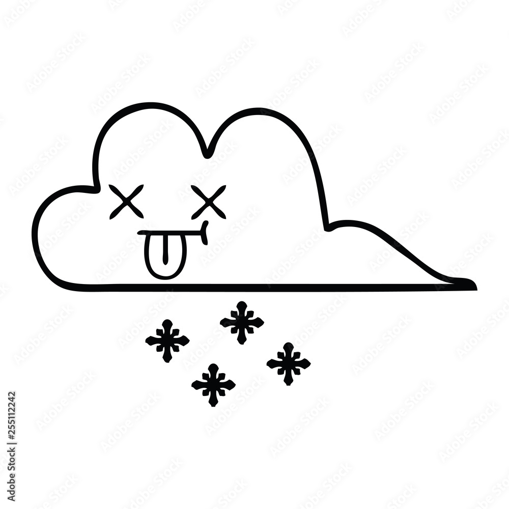 line drawing cartoon snow cloud line drawing cartoon snow cloud