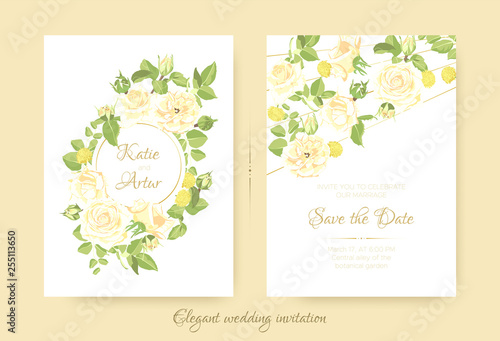 Elegant Vintage Wedding Cards with Roses.