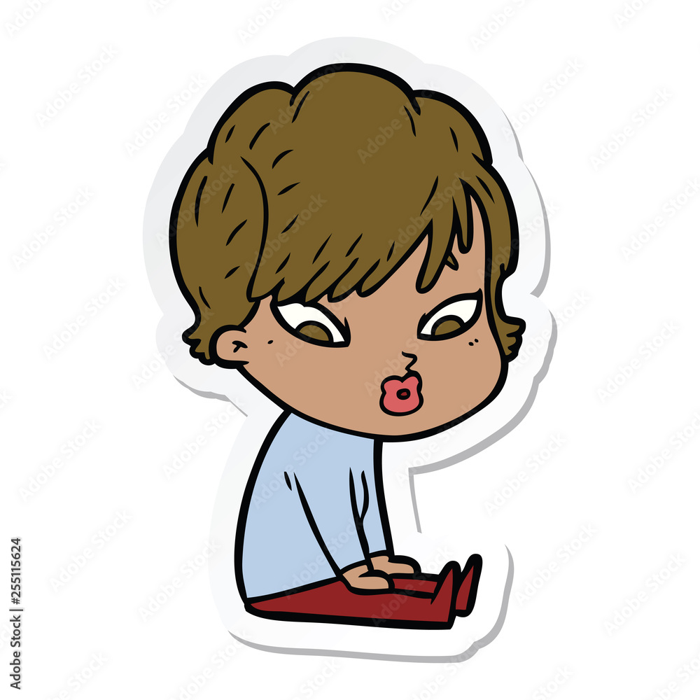 sticker of a cartoon woman