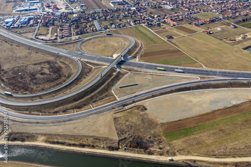 Aerial view of highway intersection