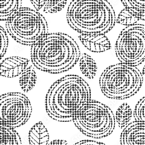 Plaid seamless pattern with roses. Modern design for paper, cover, fabric, interior decor and other users