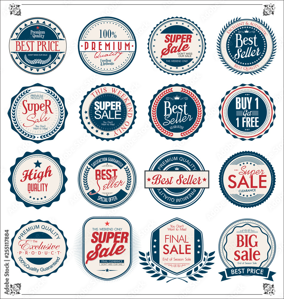 Retro vintage badges and labels collection vector 