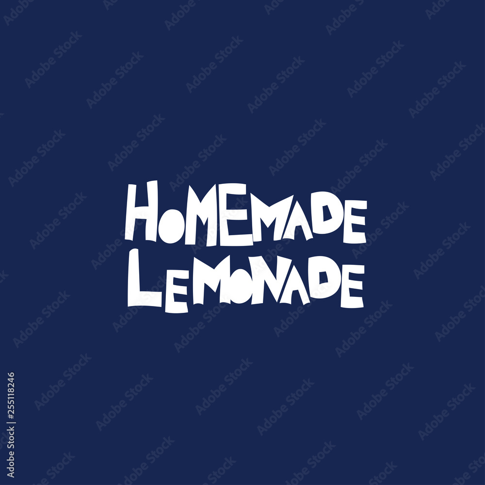 Homemade lemonade hand drawn flat vector lettering