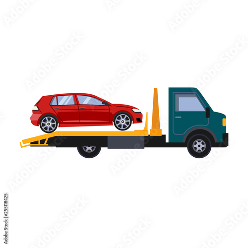 Roadside assistance tow truck illustration car