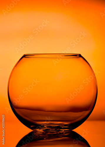 glass vase on orange background