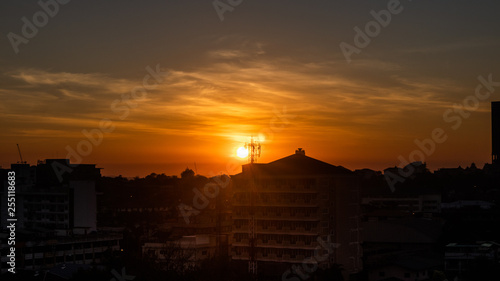 sunset in city pattaya
