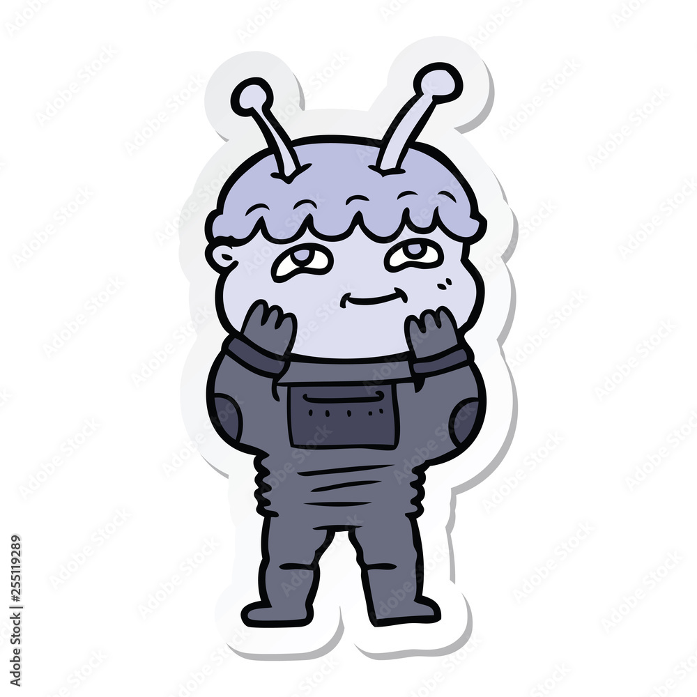 sticker of a surprised cartoon spaceman sticker of a surprised cartoon spaceman