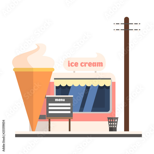 Ice Cream Shop Front. Vector Illustration
