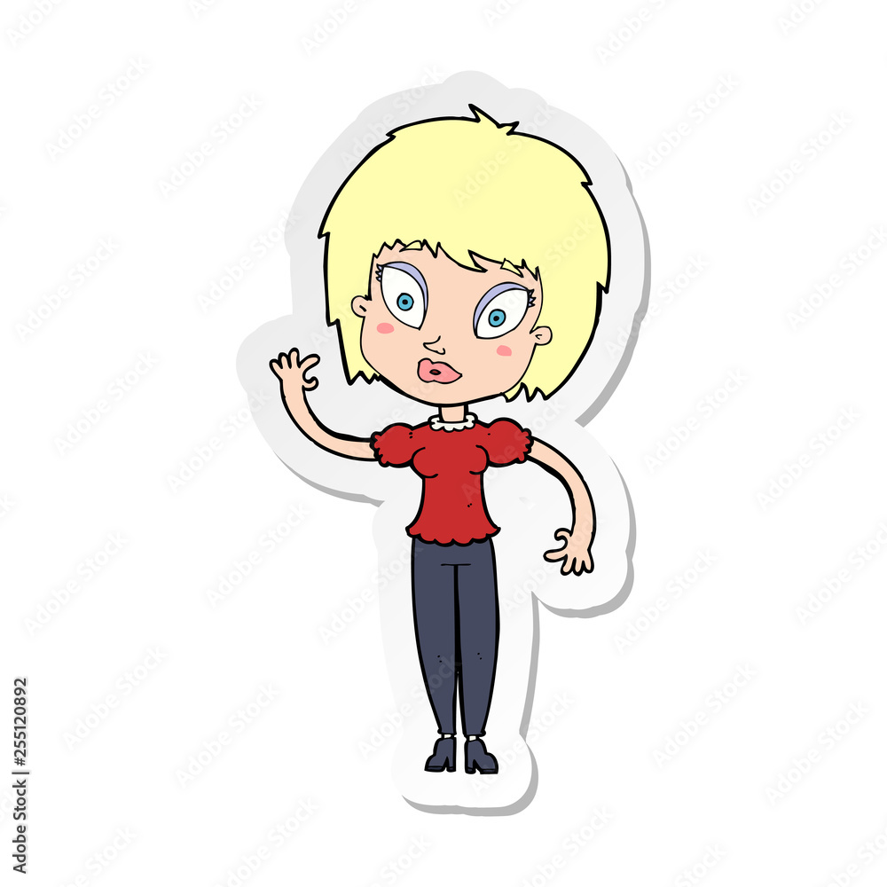 sticker of a cartoon pretty girl sticker of a cartoon pretty girl