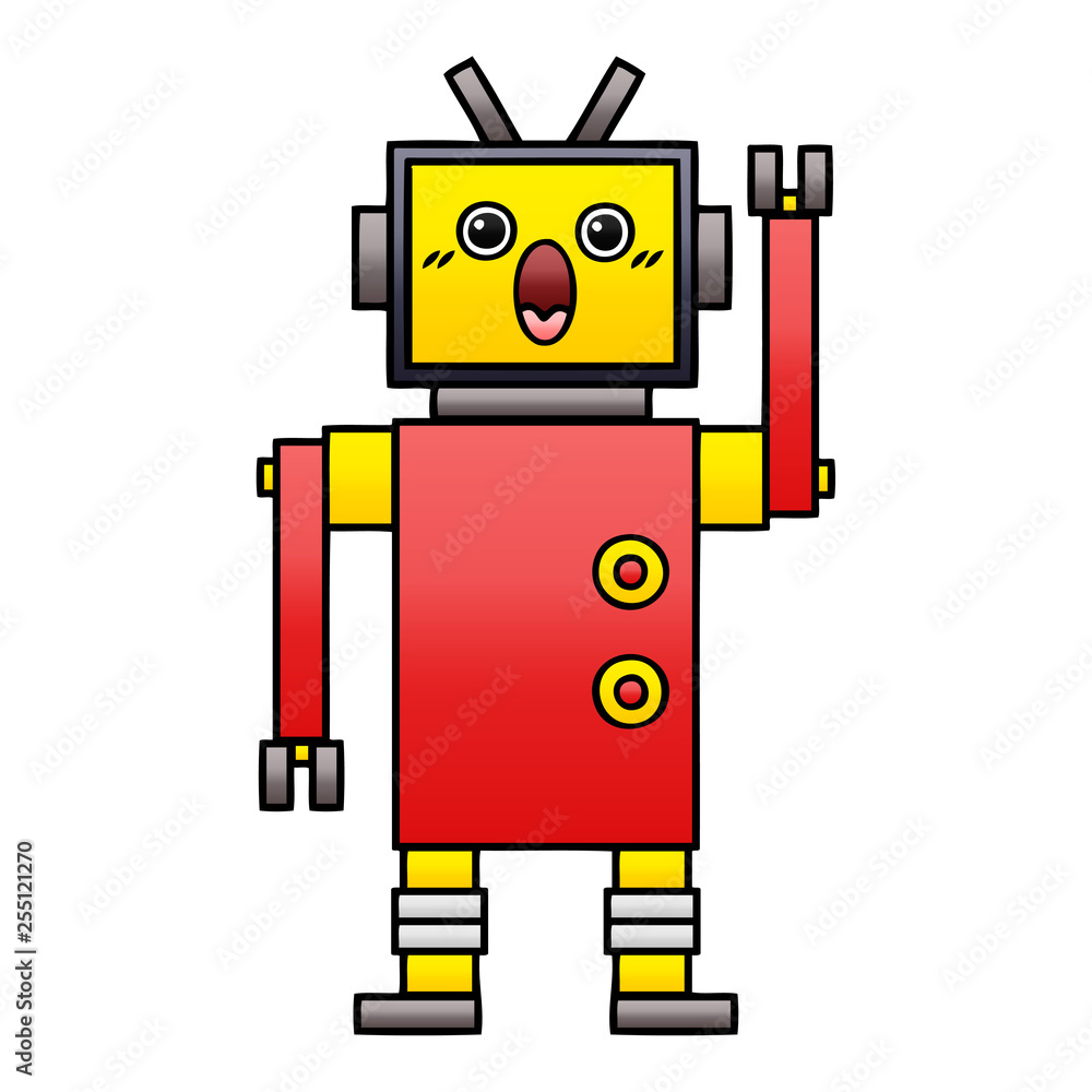 gradient shaded cartoon robot gradient shaded cartoon robot