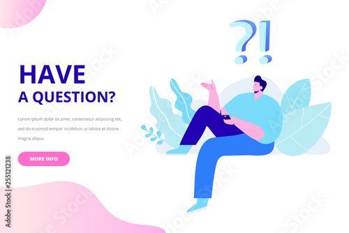 Question and answer concept illustration. People asking to online support center.  Flat vector characters.