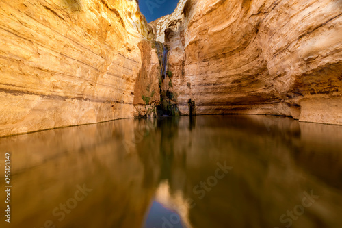 waterfall in canyon, E'in Ovdat nature reserve, Israel
