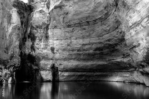 black and white landscape of E'in Ovdat nature reserve, Israel photo