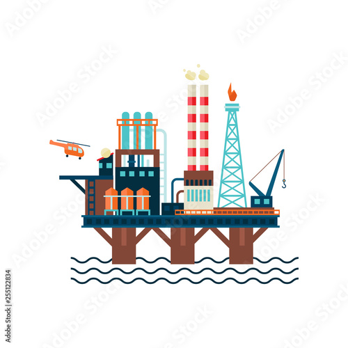 Oil Factory Platform. Vector Illustartion