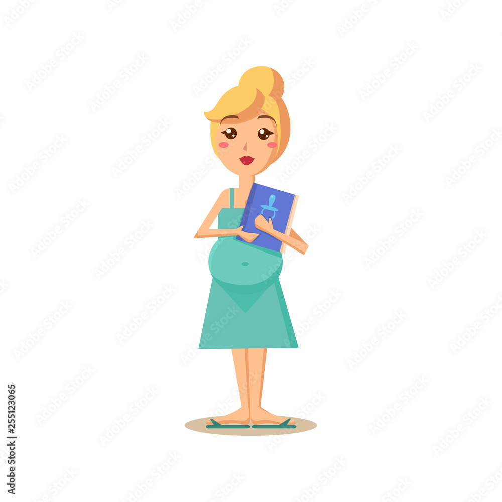 Pregnant Woman Holding a Book. Vector Illustration Pregnant Woman Holding a Book. Vector Illustration