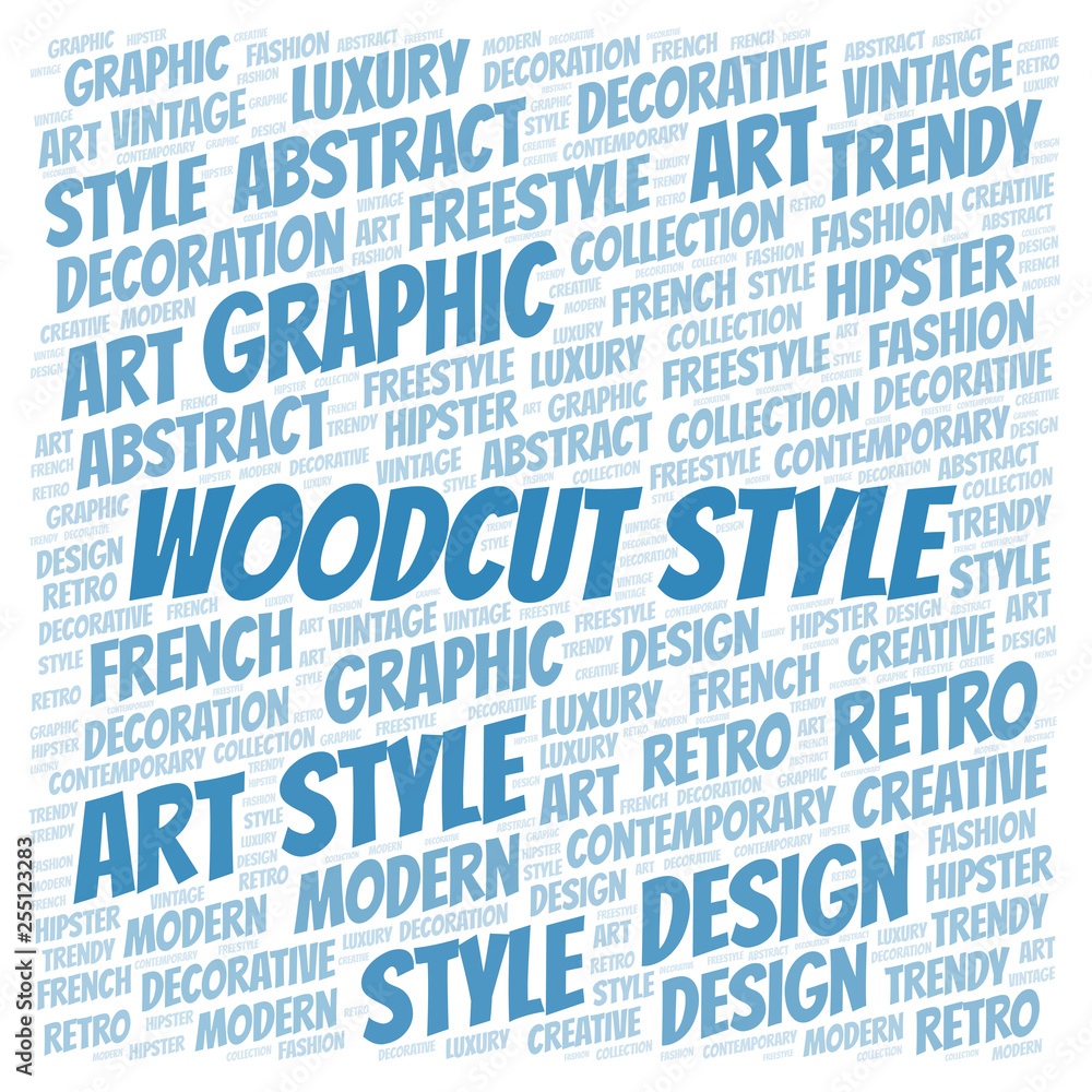 Woodcut Style word cloud. Woodcut Style word cloud.
