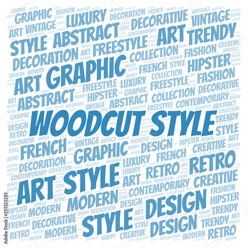 Woodcut Style word cloud.