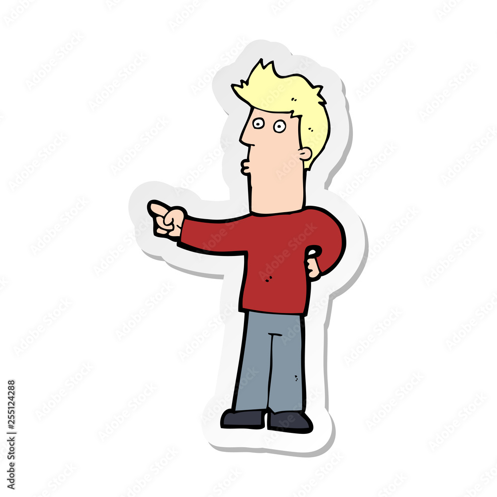 sticker of a cartoon man pointing sticker of a cartoon man pointing