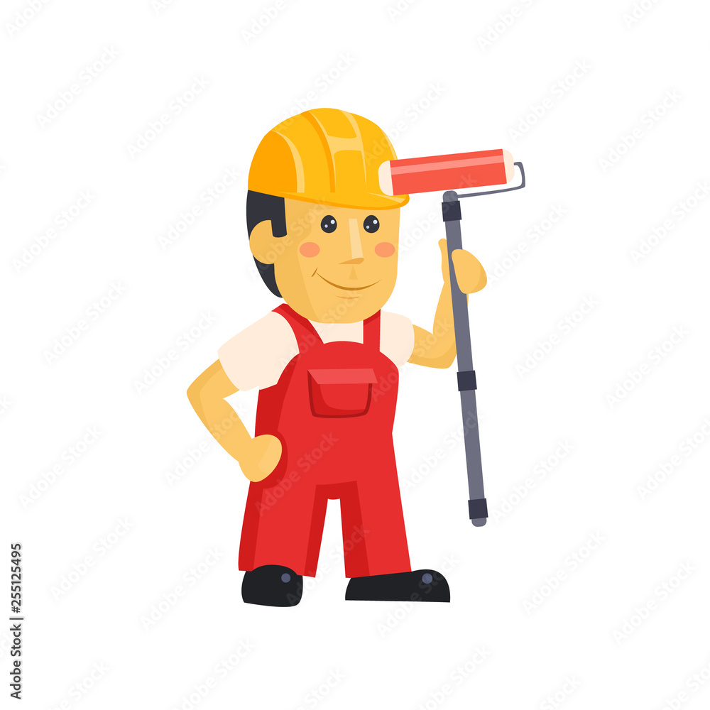 Painter Builder worker characters with painting equipment Painter Builder worker characters with painting equipment