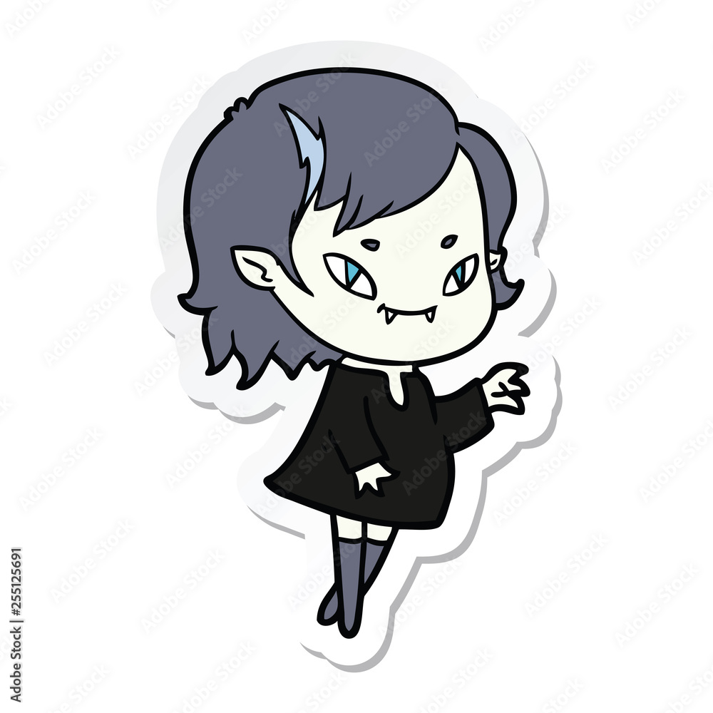 sticker of a cartoon friendly vampire girl sticker of a cartoon friendly vampire girl