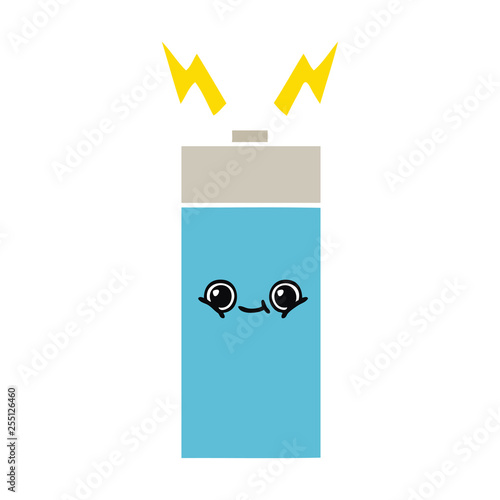 flat color retro cartoon battery