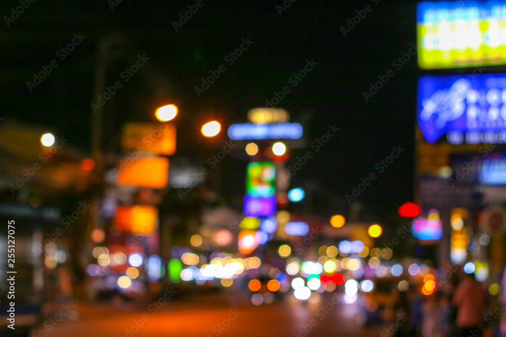 blurred colorful light image of china town and shopping mall