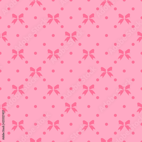 Vector seamless pattern with beautiful bows on pink background