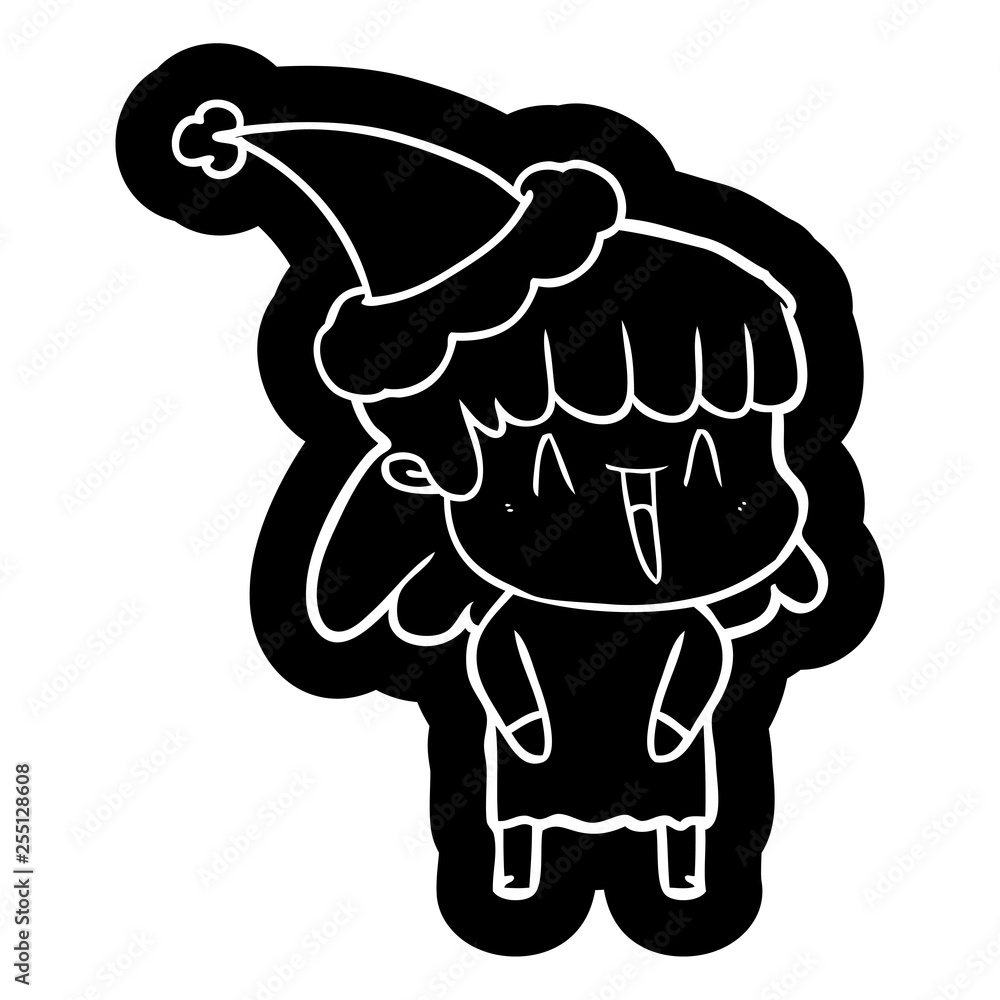 cartoon icon of a woman wearing santa hat cartoon icon of a woman wearing santa hat