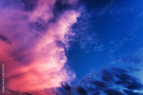 Storm cloud with blue sky background. Nature weather, cloud blue sky and sun