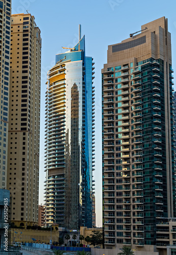 Dubai Marina bay view skyscrapers, Dubai, United Arab Emirates