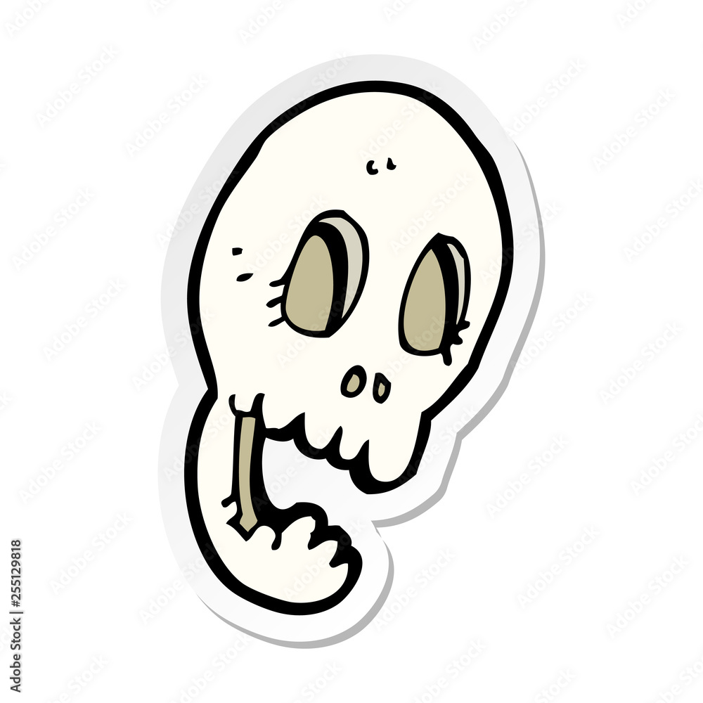 sticker of a funny cartoon skull sticker of a funny cartoon skull