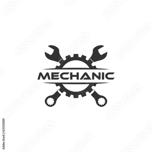 wrench gear logo. flat logo design.