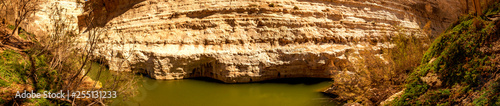 panorama view of water in the desert, E'in Ovdat nature reserve, Israel