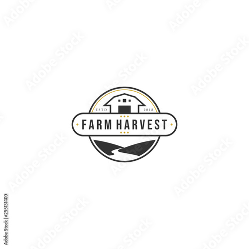 vintage farm harvest logo designs with the rivers