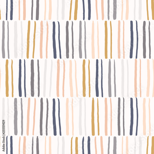 Hand drawn graphic doodle stripes seamless pattern. Sketchy organic lines texture vector illustration. Modern wallpaper graphic design. Fresh scandi style scribble shapes for home decor background