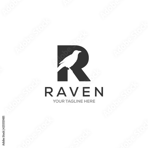 Letter R Raven logo designs, minimalist logotype