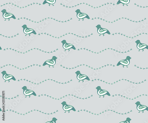 Seamless cute bird illustration pattern